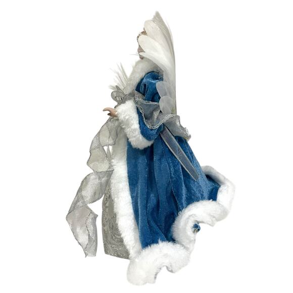 Fiber Optics Angel Tree Topper Vintage Blue & White Holiday Christmas Decor 12” - Picture 7 of 11